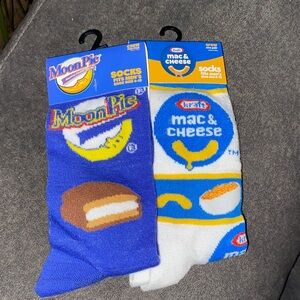 MoonPie and Kraft Mac & Cheese Themed Socks - Blue and White